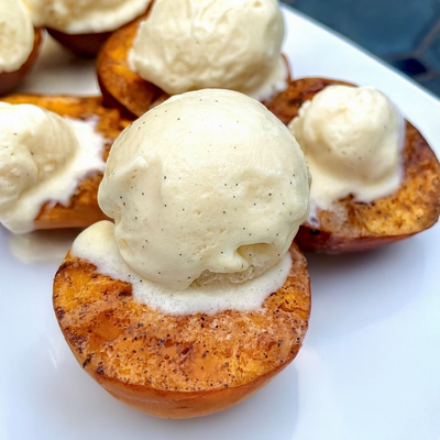 Maple Bourbon-Glazed Grilled Peaches