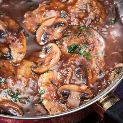 Chicken Marsala with Basil and Mushrooms