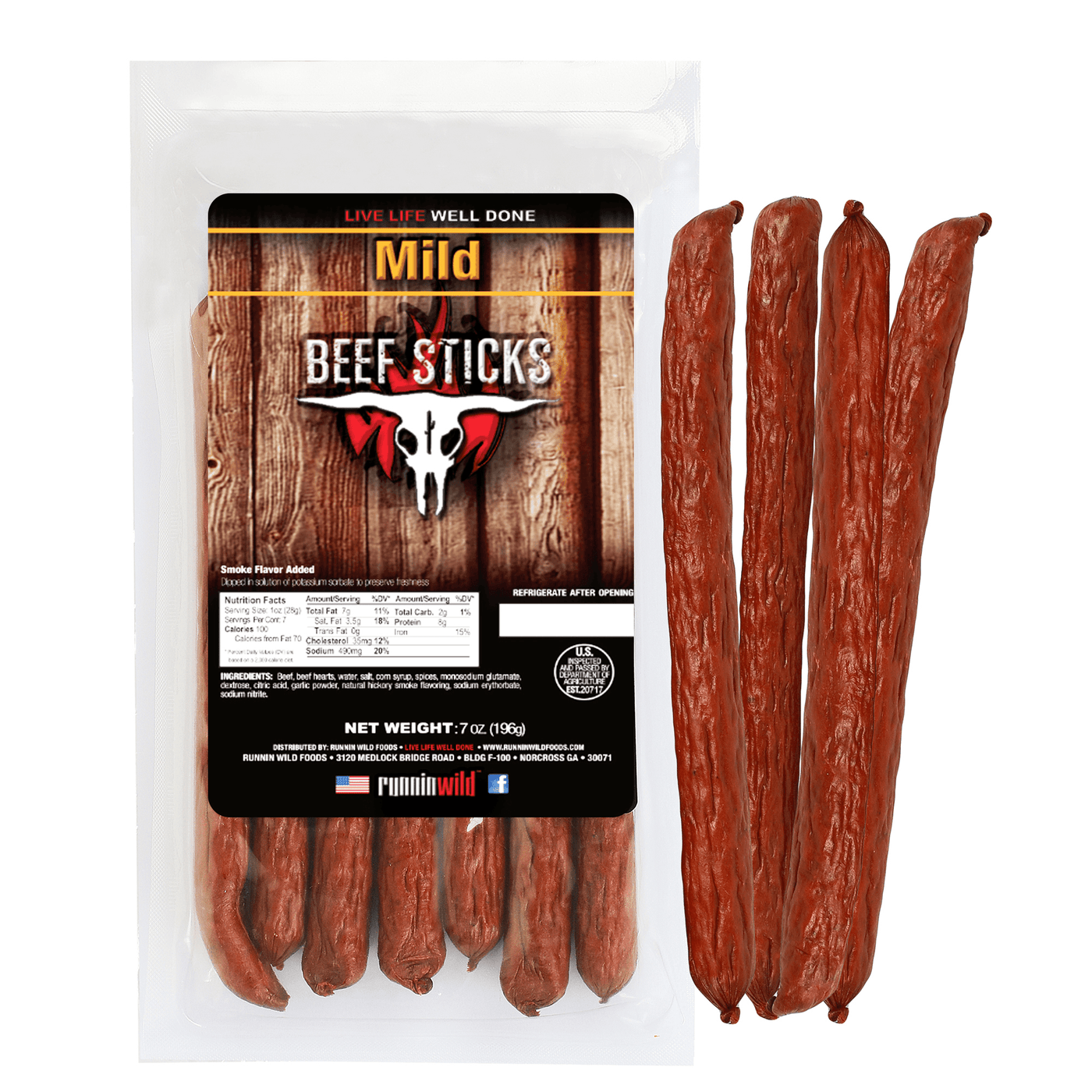 7oz Mild Beef Sticks - Runnin Wild Foods