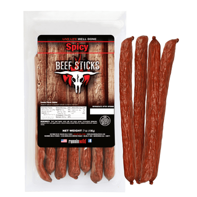 7oz Spicy Beef Sticks - Runnin Wild Foods