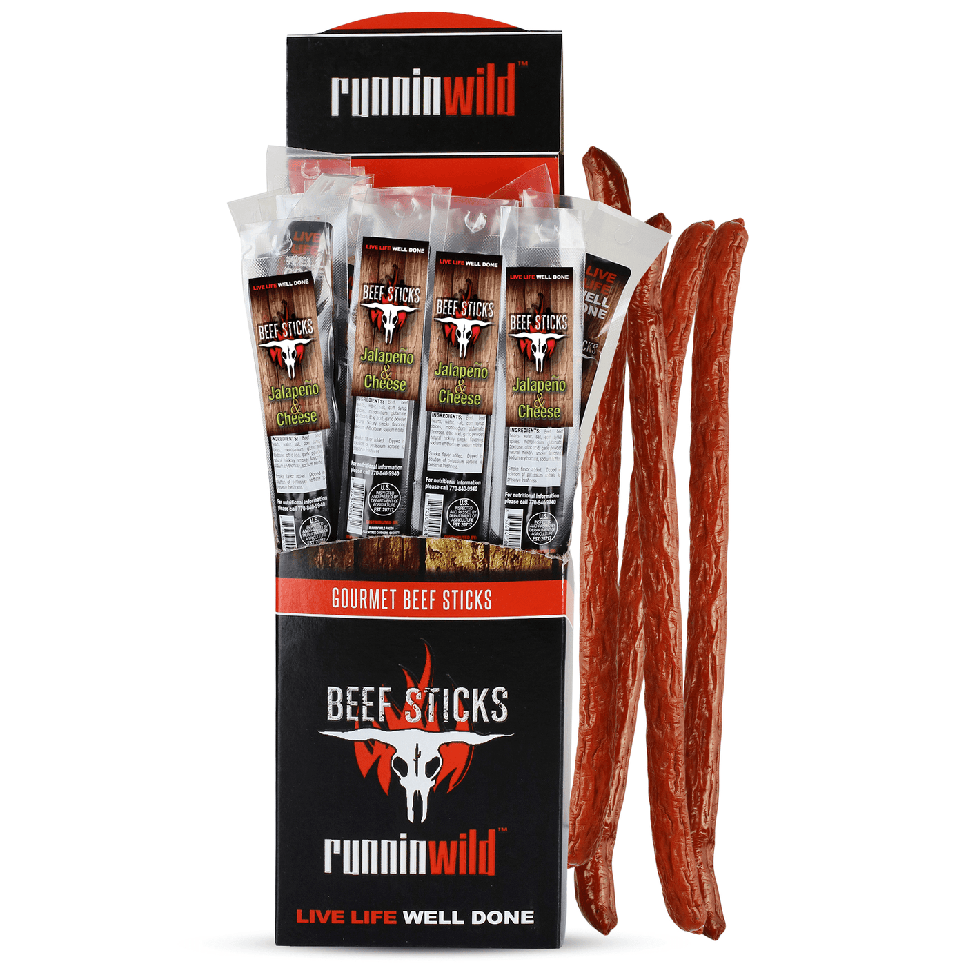 Jalapeno & Cheese Beef Sticks - Runnin Wild Foods