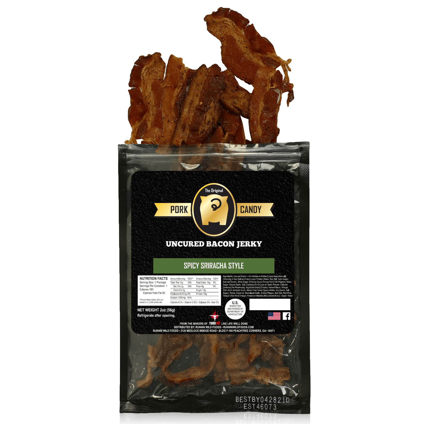 Spicy Sriracha Bacon Jerky - Runnin Wild Foods